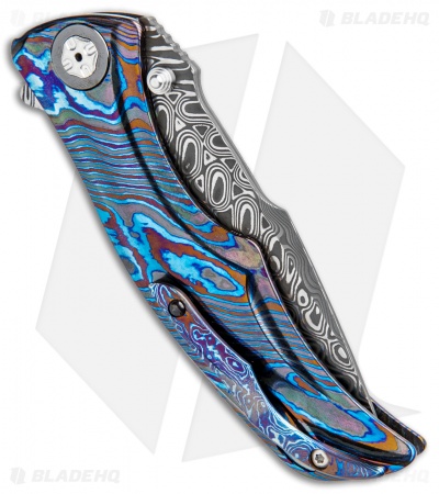  Brian Tighe Custom Tighe Down Flipper Knife Integral Timascus (4" Damacore)