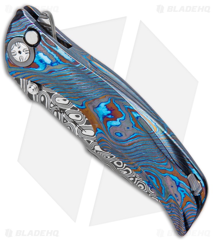  Brian Tighe Custom Tighe Down Flipper Knife Integral Timascus (4" Damacore)