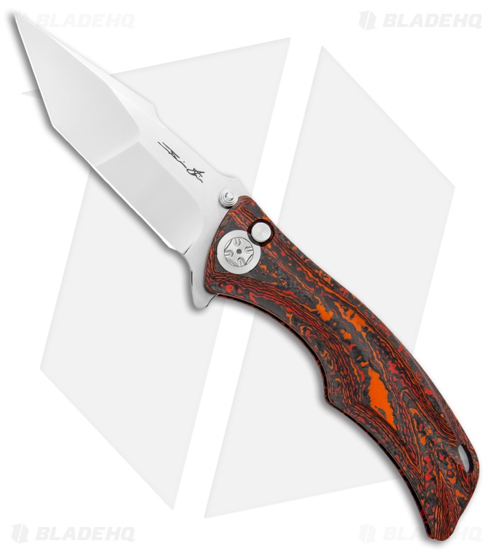 Brian Tighe Custom Tighe Down Knife Integral Black/Orange/Red CF (4" Polish)