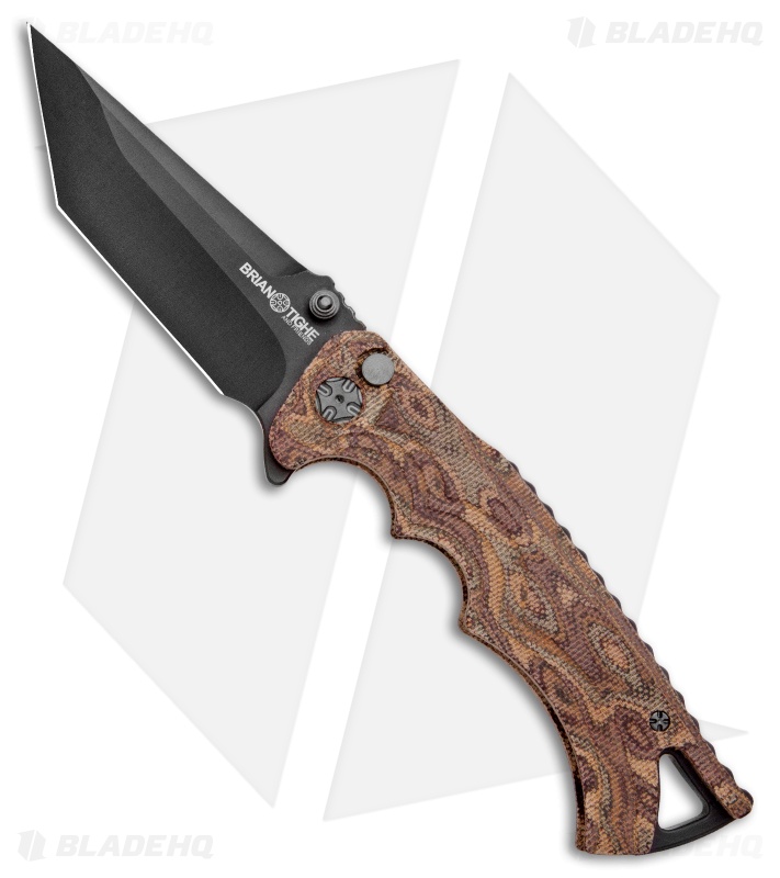 Brian Tighe & Friends Large Tighe Fighter Tanto Flipper Camo Micarta (3.7" DLC)