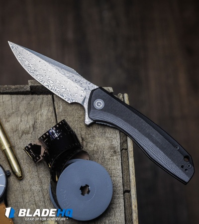 CIVIVI Baklash | Flipper Liner Lock Knife | Black G-10 + Damascus