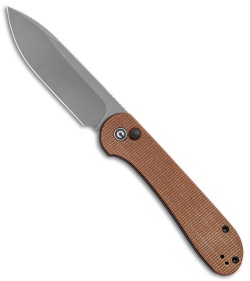 CIVIVI Elementum Button Lock Knife Brown Micarta (3.5" Dark SW) C2103D