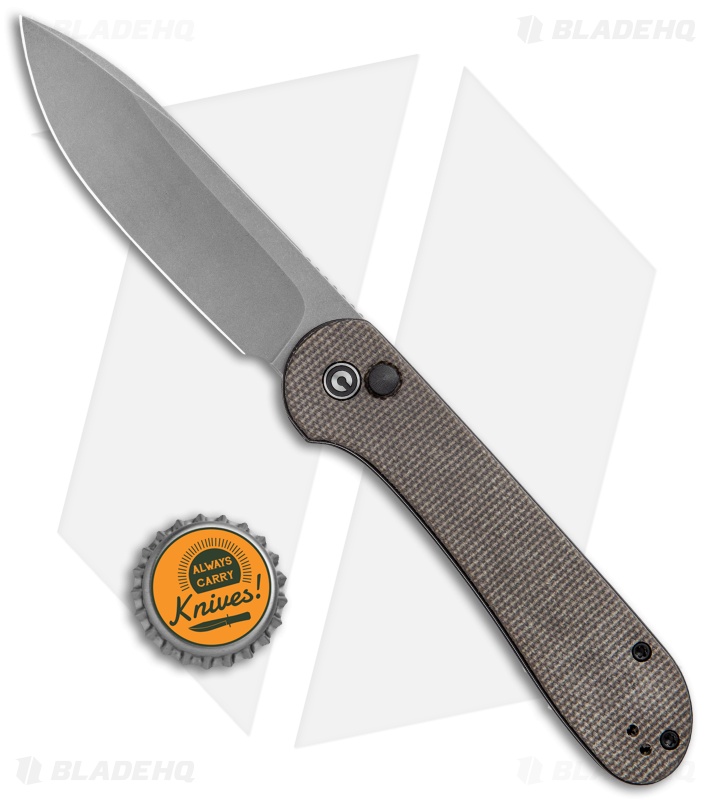 CIVIVI Elementum Button Lock Knife Dark Green Micarta (3.5" Dark SW) C2103C