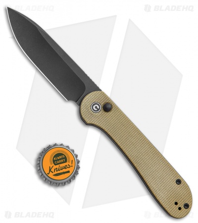 CIVIVI Elementum Button Lock Knife Olive Micarta (3.5" Black) C2103B