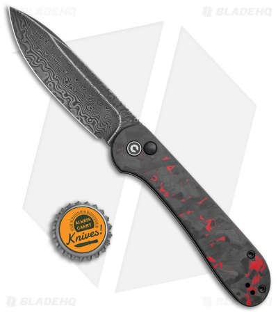 CIVIVI Elementum Button Lock Knife Red/Black Shred CF (3.5" Dam) C2103DS-2