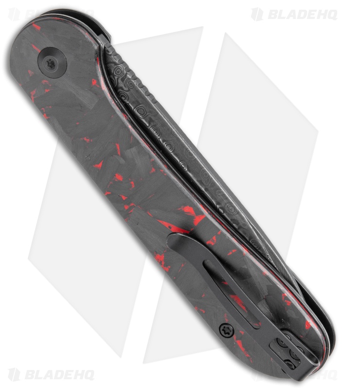 CIVIVI Elementum Button Lock Knife Red/Black Shred CF (3.5" Dam) C2103DS-2