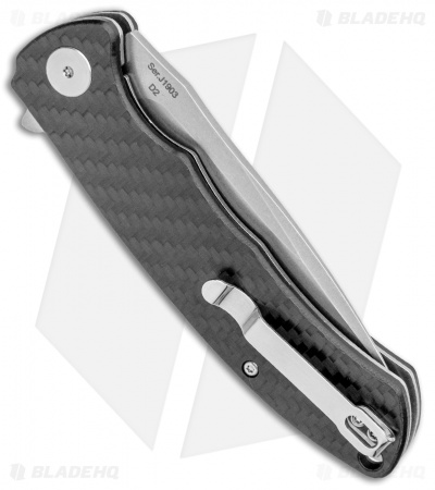 CJRB Cutlery Taiga Liner Lock Knife Carbon Fiber  (3.75" D2 Stonewash) J1903-CF