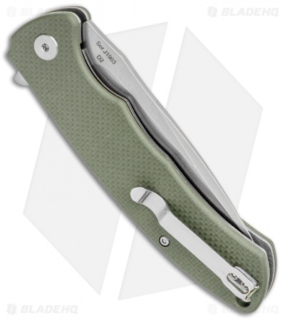 CJRB Cutlery Taiga Liner Lock Knife Green G-10  (3.75" D2 Stonewash)  J1903-GNF