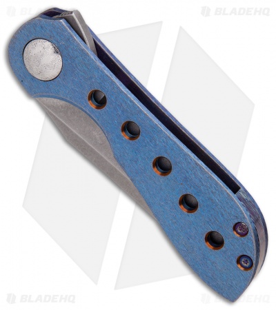 CMF Metalworks Custom Mini Crusade V2 Knife Blue Bark Ti (3" Acid SW)