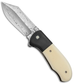 Chuck Gedraitis Large Puffin Flipper Knife Westinghouse/Zirc (3.5" Damasteel)