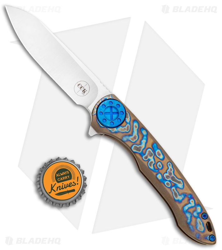 Curtiss Custom Cruze Flipper Frame Lock Knife Flame Ano Titanium (3.5" Satin)