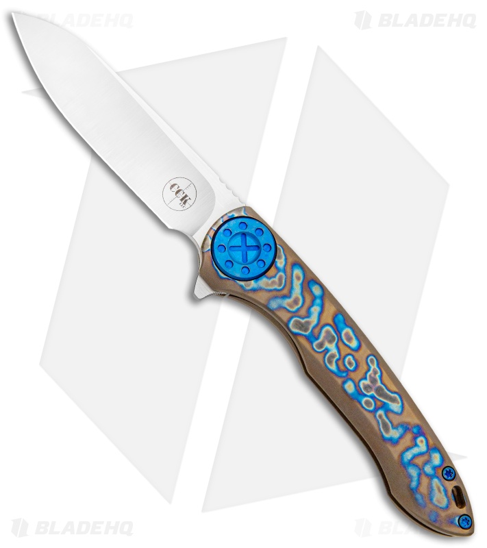 Curtiss Custom Cruze Flipper Frame Lock Knife Flame Ano Titanium (3.5" Satin)