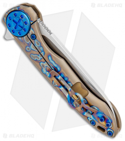 Curtiss Custom Cruze Flipper Frame Lock Knife Flame Ano Titanium (3.5" Satin)