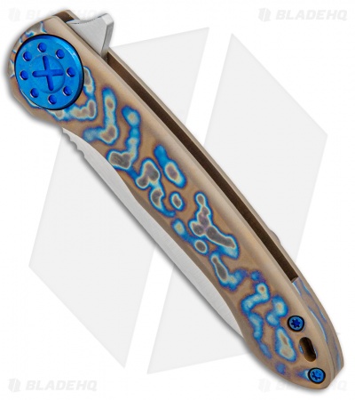 Curtiss Custom Cruze Flipper Frame Lock Knife Flame Ano Titanium
