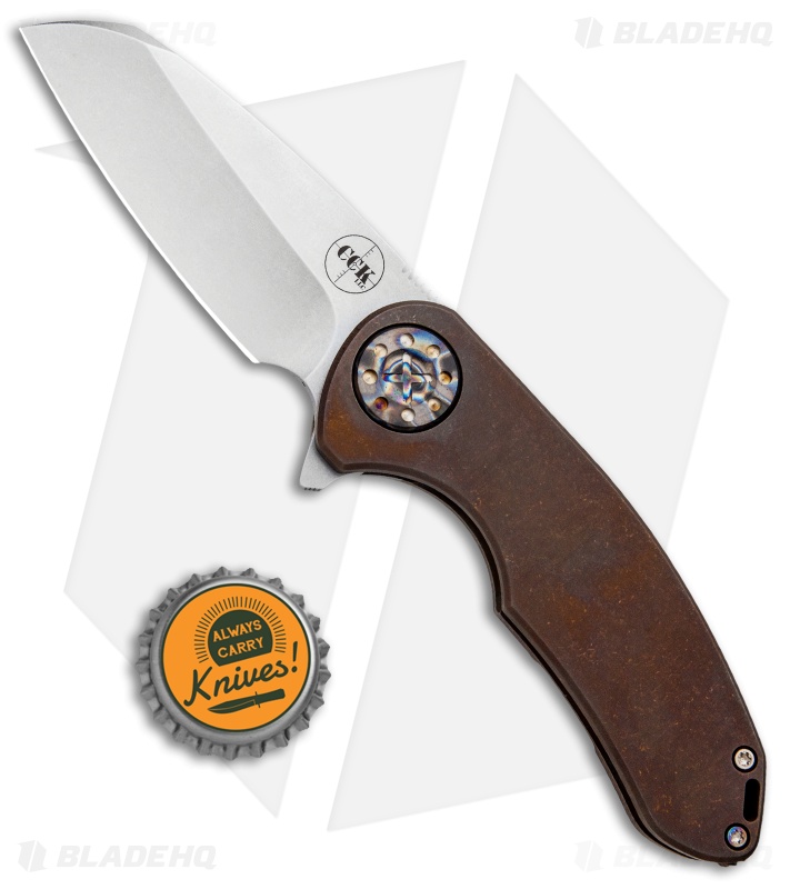 Curtiss Custom F3 Medium Wharncliffe Frame Lock Knife Titanium Bronze (3.13" SW)