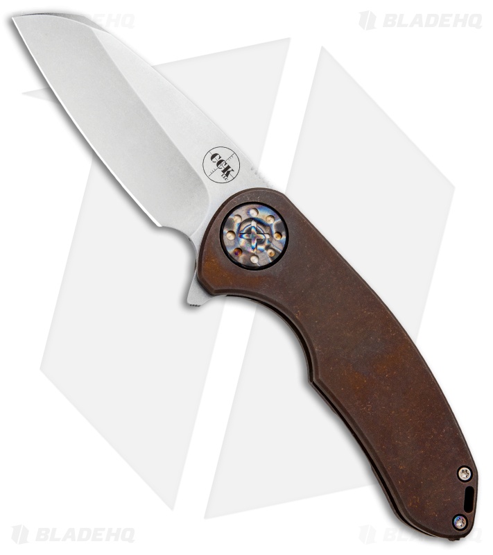 Curtiss Custom F3 Medium Wharncliffe Frame Lock Knife Titanium Bronze (3.13" SW)