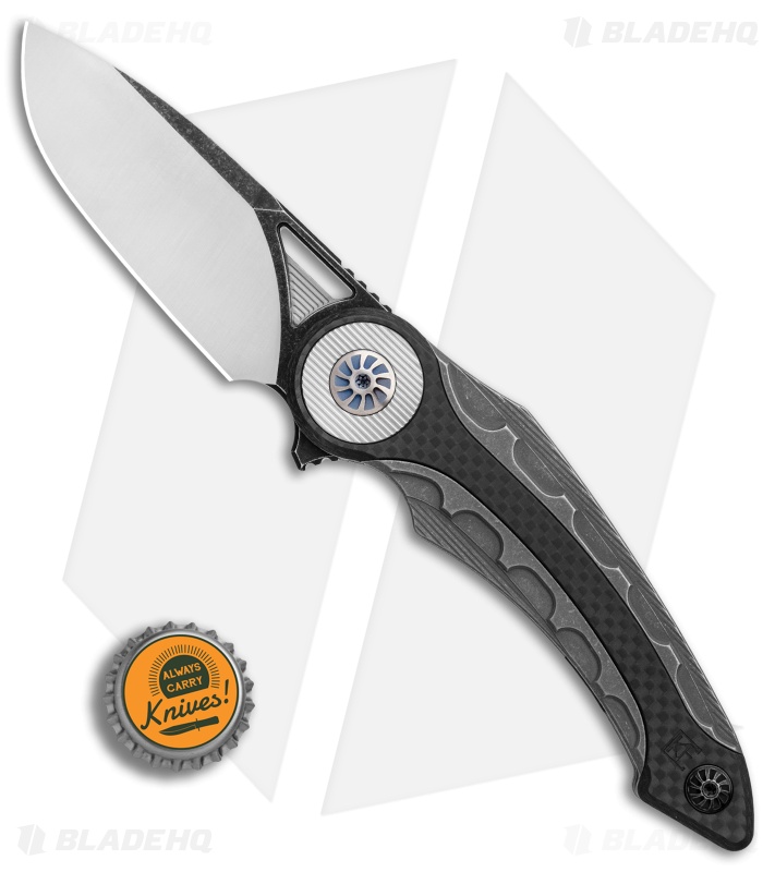 Custom Knife Factory Bragga Frame Lock Knife Ti/CF (3.25 Satin) CKF