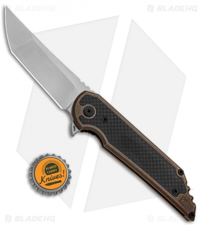Custom Knife Factory Hoback/Kwaiback Frame Lock Knife Bronze Ti/CF (3.75" SW)