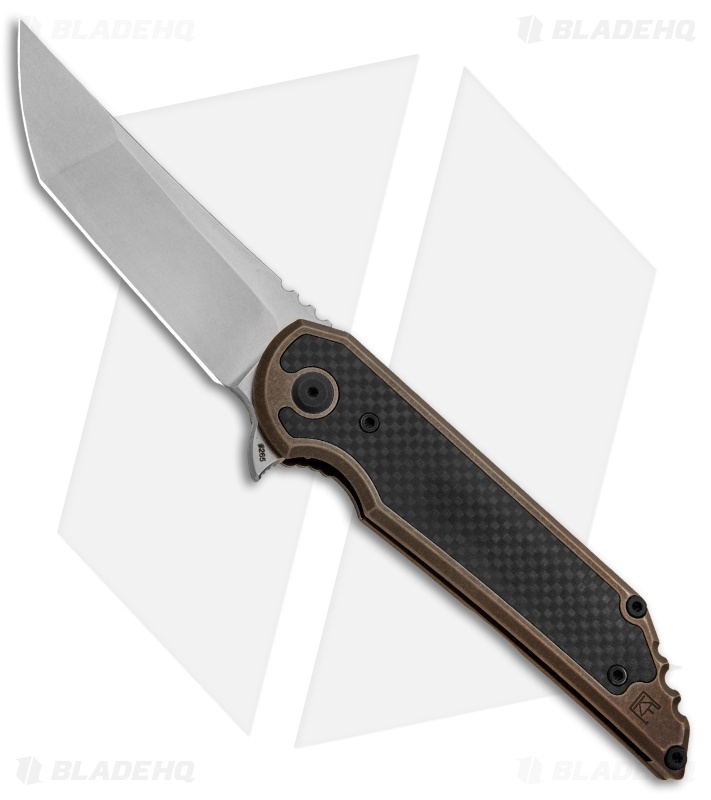 Custom Knife Factory Hoback/Kwaiback Frame Lock Knife Bronze Ti/CF (3.75" SW)