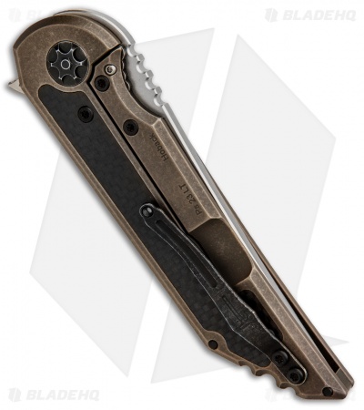 Custom Knife Factory Hoback/Kwaiback Frame Lock Knife Bronze Ti/CF (3.75" SW)