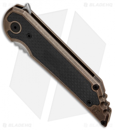 Custom Knife Factory Hoback/Kwaiback Frame Lock Knife Bronze Ti/CF (3.75" SW)
