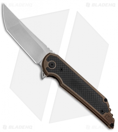 Custom Knife Factory Hoback/Kwaiback Frame Lock Knife Bronze Ti/CF (3.75" SW)