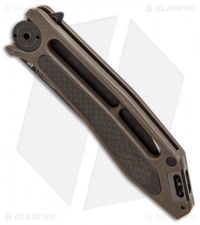 Custom Knife Factory Kadat Flipper Knife Bronze Ti/CF (4.3" Black SW) CKF
