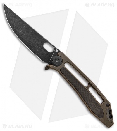 Custom Knife Factory Kadat Flipper Knife Bronze Ti/CF (4.3" Black SW) CKF