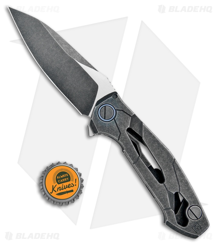 Custom Knife Factory T14 Flipper Knife Black SW Ti  (4.3" Black SW) CKF