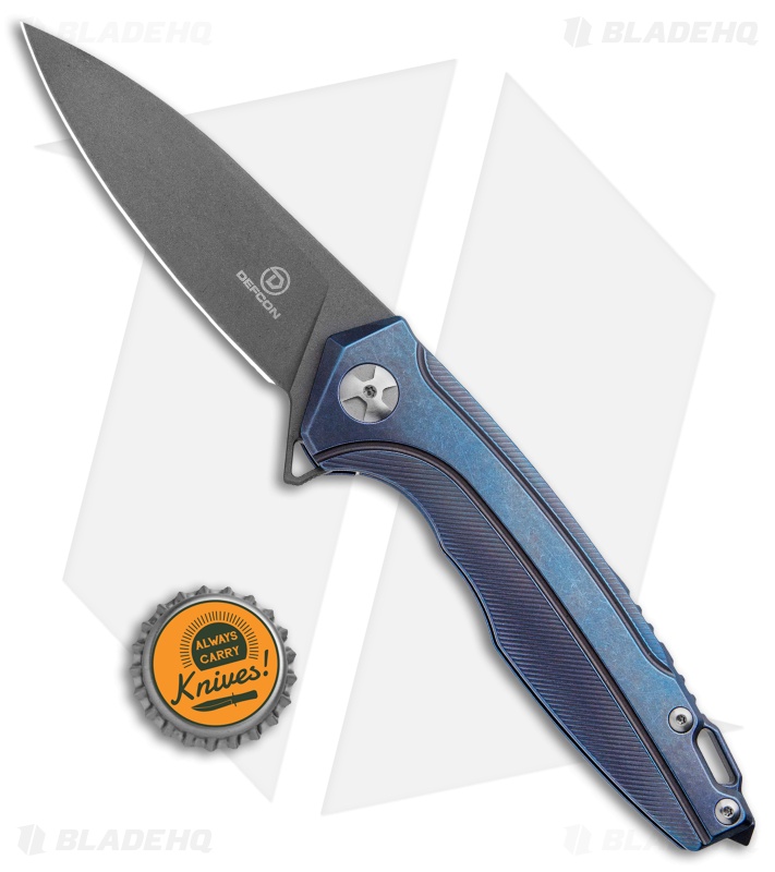 Defcon Blade Works JK Frame Lock Knife Blue Titanium (3.6" Bead Blast) TF5288