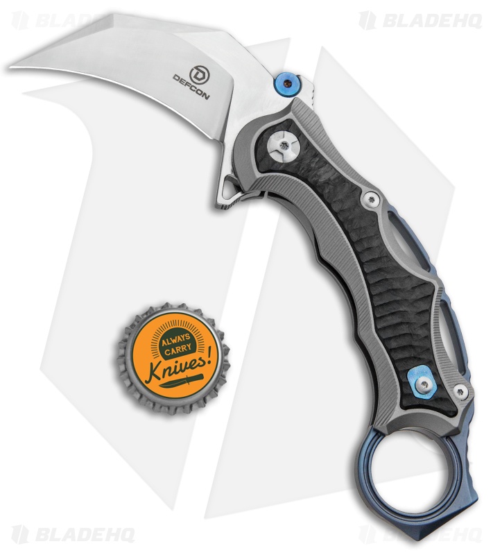 Defcon Blade Works JK Karambit Knife Black G-10/Ti (2.5" Satin) TF5221