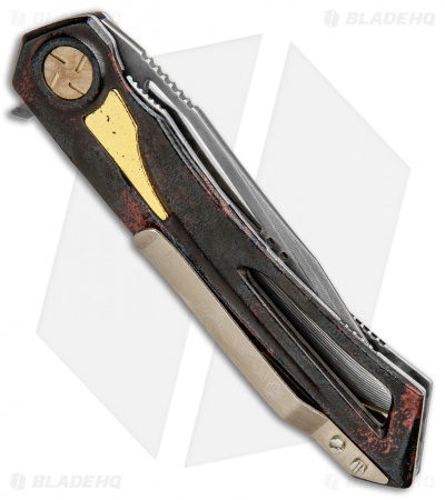 Dew Hara Custom Mina II Liner Lock Knife Duralumin Red/Black (3.5" Damascus)