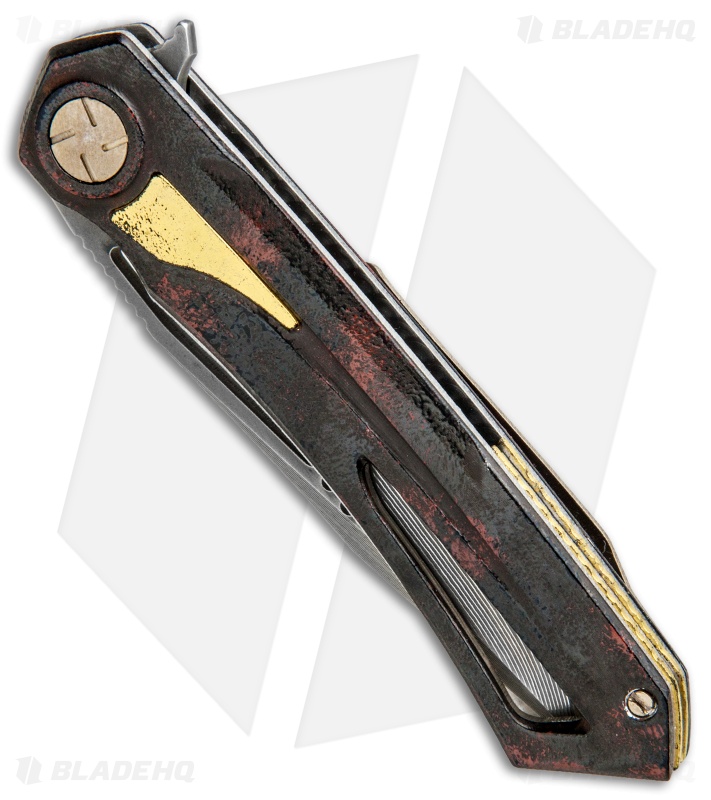 Dew Hara Custom Mina II Liner Lock Knife Duralumin Red/Black (3.5" Damascus)