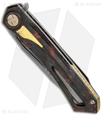 Dew Hara Custom Mina II Liner Lock Knife Duralumin Red/Black (3.5" Damascus)