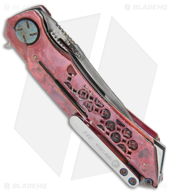 Dew Hara Custom Mini Mina Liner Lock Knife HIDO Copper (3" Damascus)