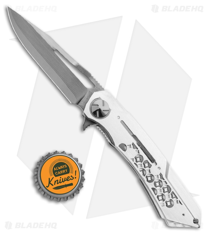Dew Hara Custom Mini Mina Liner Lock Knife Hand Rubbed Ti (3.5" Etched Mirror)