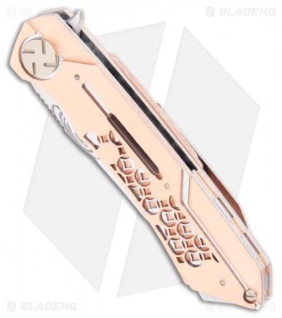 Dew Hara Custom Mini Mina Liner Lock Knife Shippo Copper (3.5" Wave Mirror)