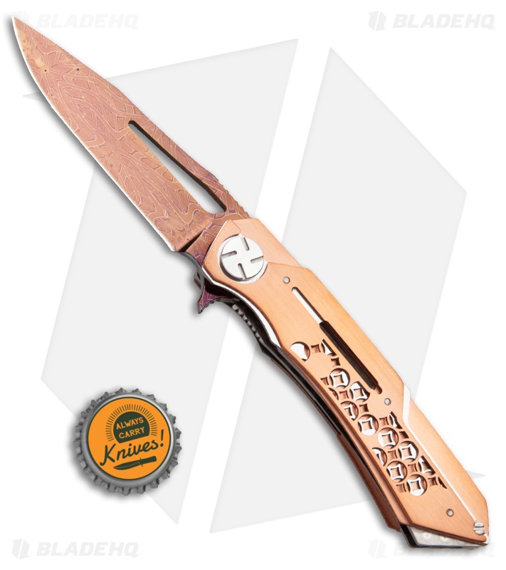 Dew Hara Custom Mini Mina Liner Lock Knife Copper/Stainless (3.5" Brainwave)