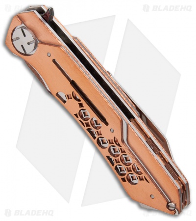Dew Hara Custom Mini Mina Liner Lock Knife Copper/Stainless (3.5" Brainwave)