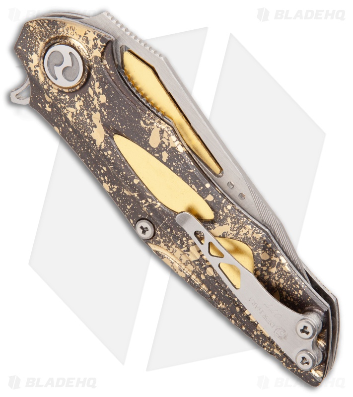 Dew Hara Custom Noah Liner Lock Knife Brass/Ginpaku Inlay (3.3