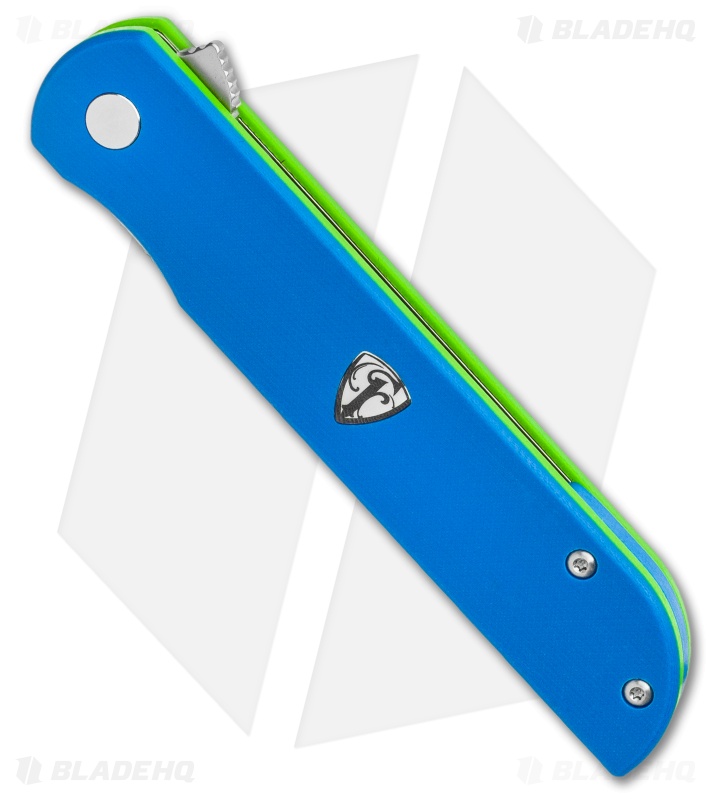 Finch Knife Co. Cimarron Liner Lock Knife Blue & Green G-10 (3.4" Bead Blast) 