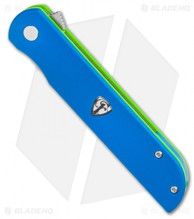 Finch Knife Co. Cimarron Liner Lock Knife Blue & Green G-10 (3.4" Bead Blast) 
