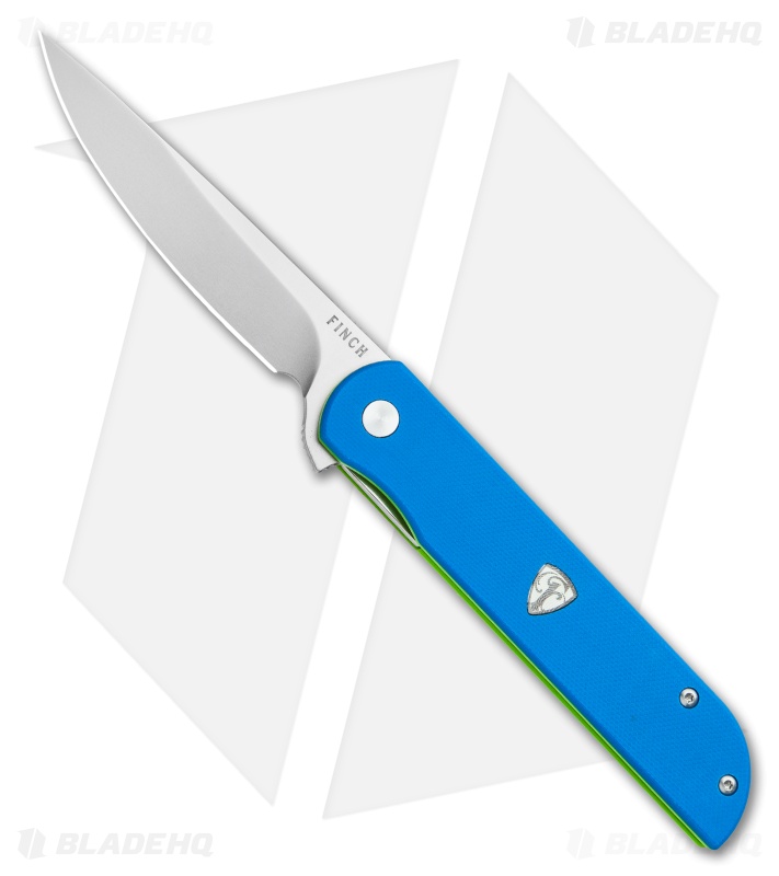 Finch Knife Co. Cimarron Liner Lock Knife Blue & Green G-10 (3.4" Bead Blast) 