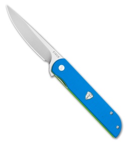 Finch Knife Co. Cimarron Liner Lock Knife Blue & Green G-10 (3.4" Bead Blast) 