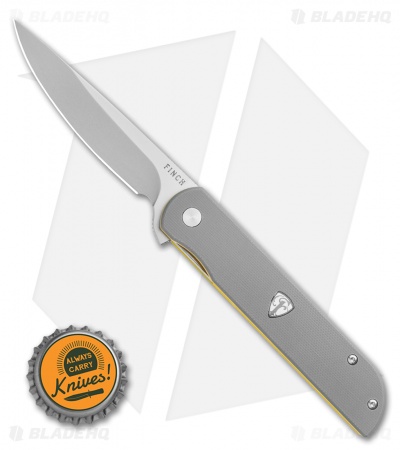 Finch Knife Co. Cimarron Liner Lock Knife Gray & Yellow G-10 (3.4" Bead Blast) 