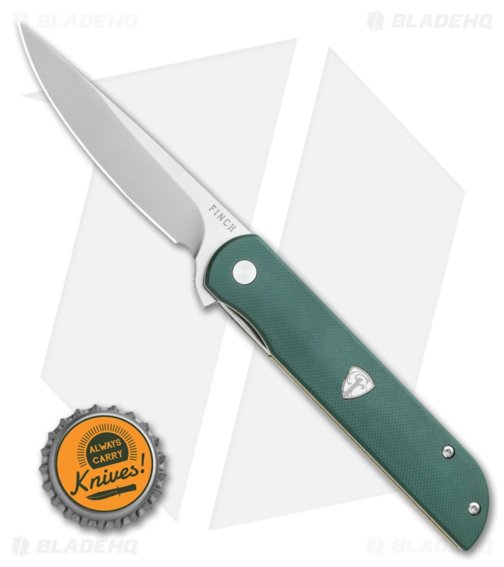 Finch Knife Co. Cimarron Liner Lock Knife Green & Tan G-10 (3.4" Bead Blast) 