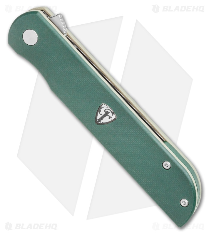 Finch Knife Co. Cimarron Liner Lock Knife Green & Tan G-10 (3.4" Bead Blast) 