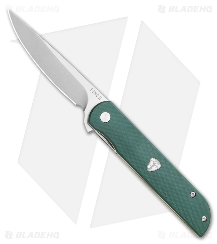 Finch Knife Co. Cimarron Liner Lock Knife Green & Tan G-10 (3.4" Bead Blast) 