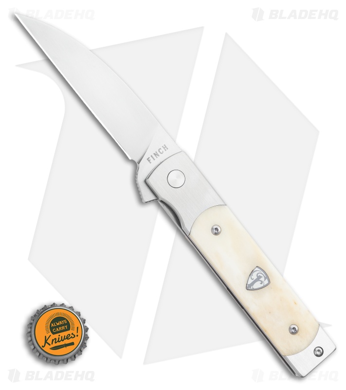 Finch Knife Co. Holliday Frame Lock Knife White Ox Bone (3.1" Satin)