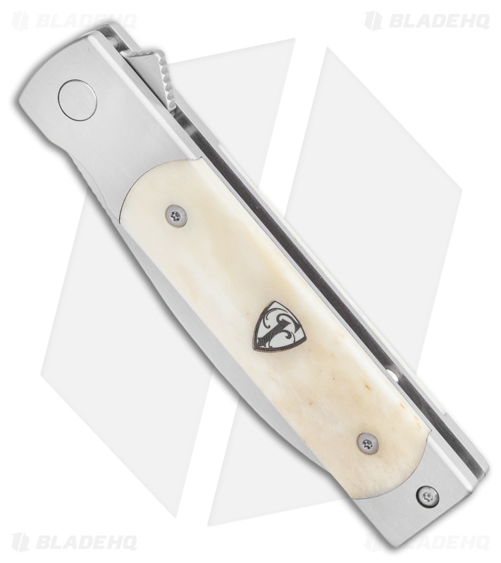 Finch Knife Co. Holliday Frame Lock Knife White Ox Bone (3.1" Satin)